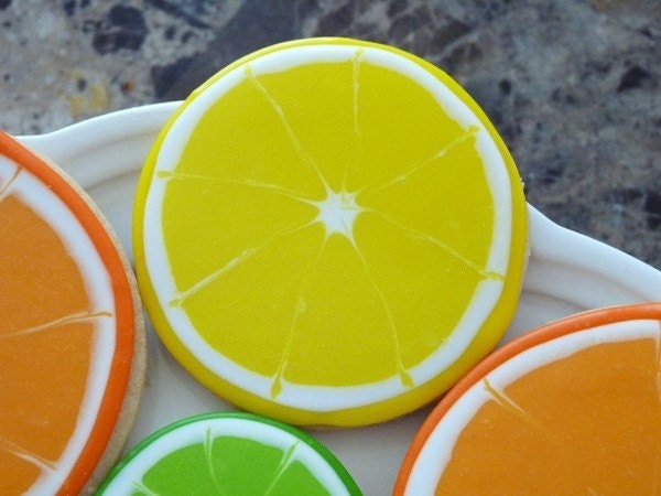 Citrus Hand Decorated Sugar Cookies - 1 Dozen