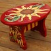 Tuscan Sunflower Hand Painted Stool - 12 x 8 inch - Deep Red and Warm Yellow Home Decor
