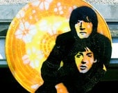 John Lennon and Paul McCartney of the Beatles Spray-Painted on Record (Vinyl) BUY any 3 RECORDS get a 4th FREE