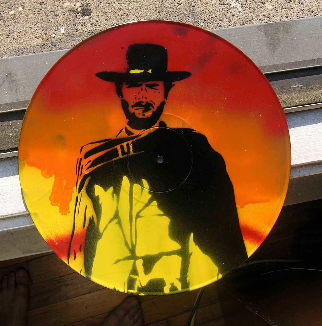 Clint Eastwood The Good The Bad and The Ugly Spray-Painted on Record (Vinly) BUY any 3 RECORDS get a 4th FREE