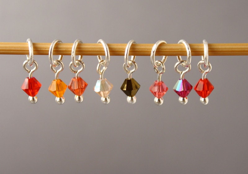 Sock Drops - Volcano - Tiny Swarovski Stitch Markers for Sock Knitting