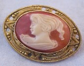 1950s Cameo Brooch Victorian Revival SALE
