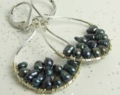 Fandango Black Pearls on Sterling Earrings