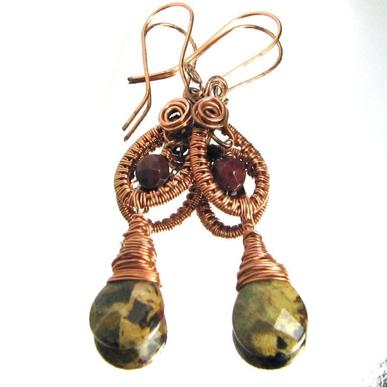 Fancy Jasper Micro wrapped Earrings