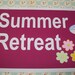 Vintage metal sign, summer, retreat, metal, sign, pink, white, cottage chic, vacation