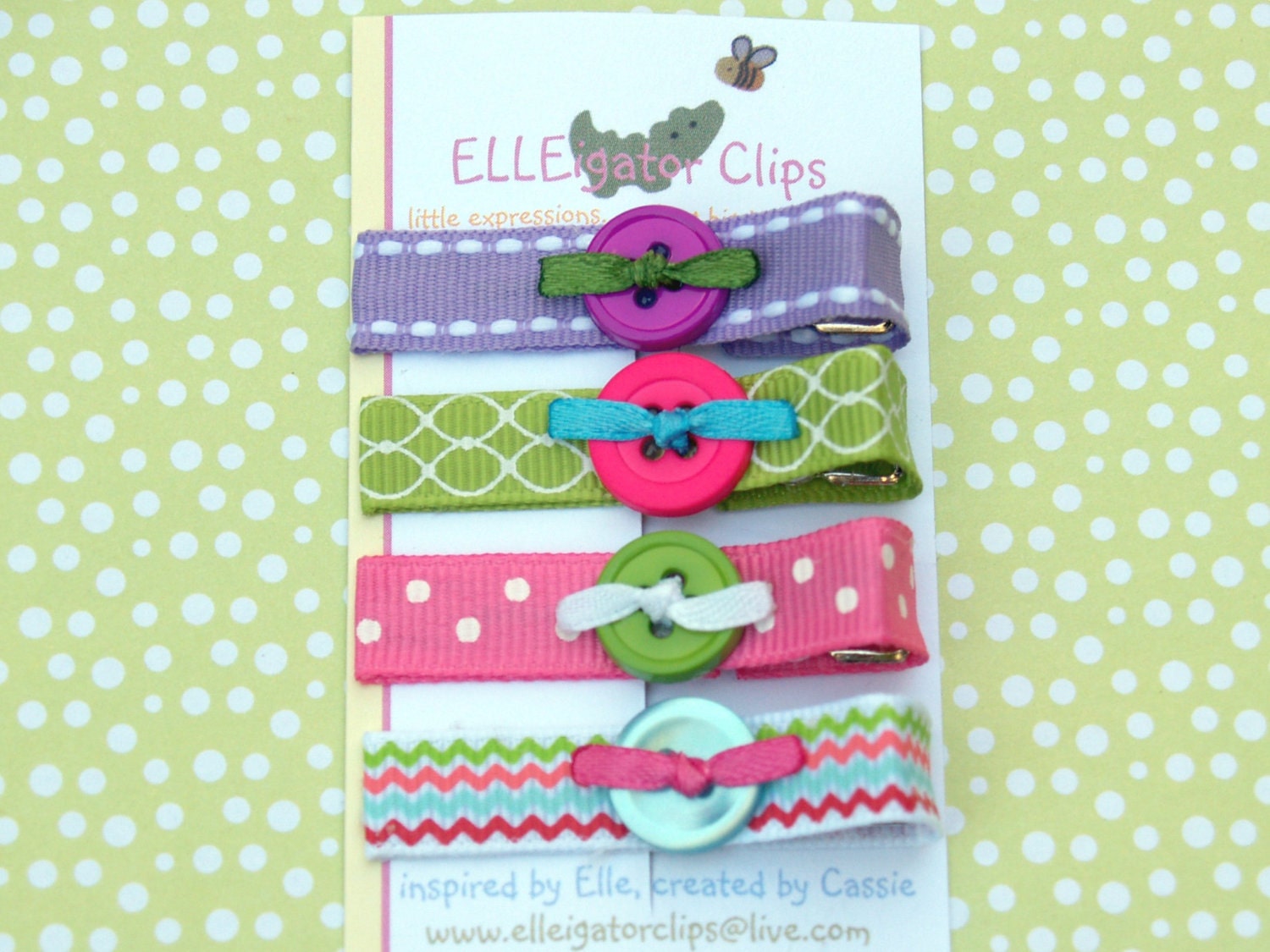 Cloe - Everyday Button Hair Clip Set / Girls Hair Clips / Button Hair Clips