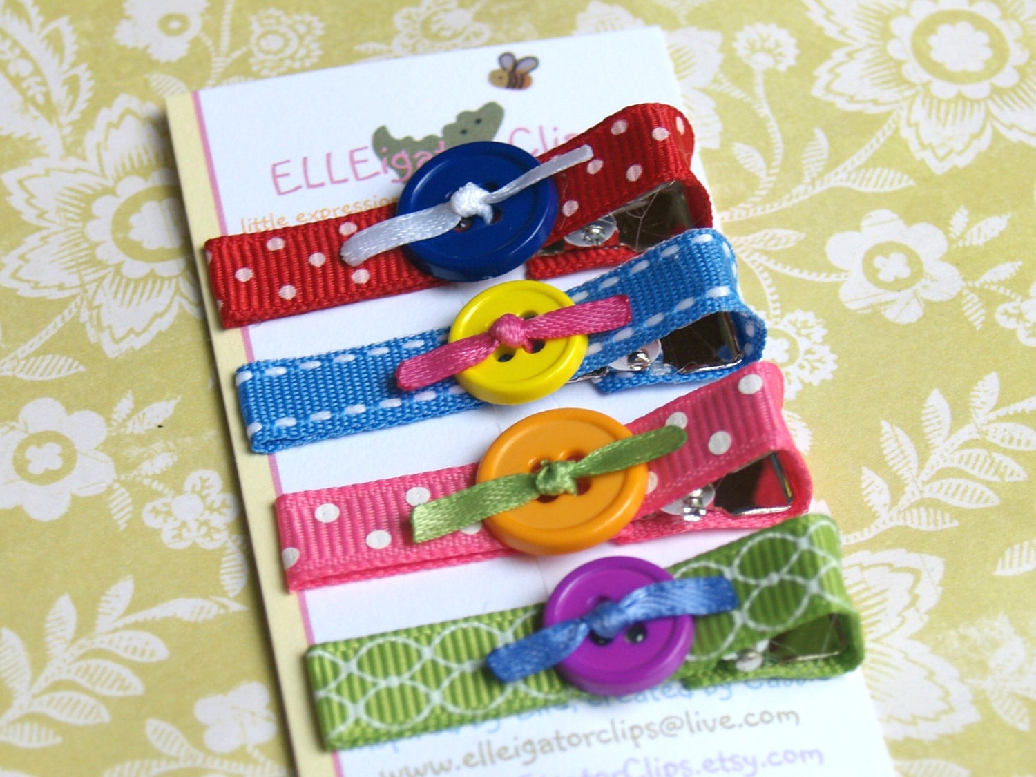 Carnival - Everyday Button Hair Clip Set / Girls Hair Clips / Button Hair Clips