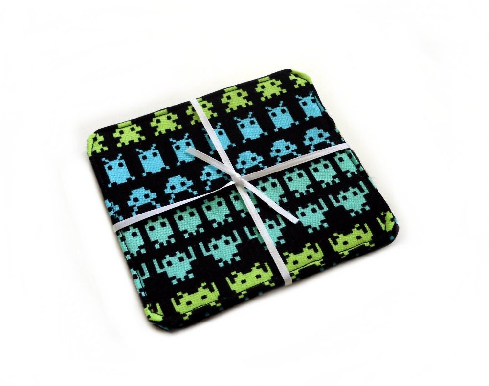 Space Invaders - Fabric Coasters - Set of 2