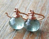Eve Earrings...Moss Aquamarine and Rose Gold