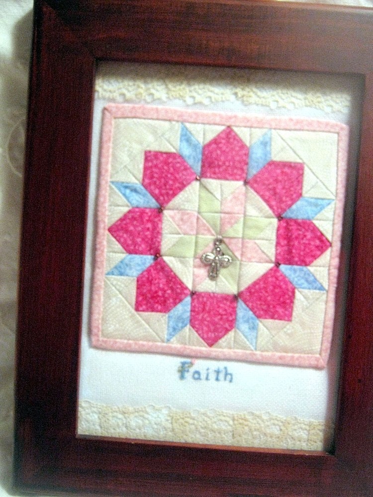 Faith - mini framed fairy quilt