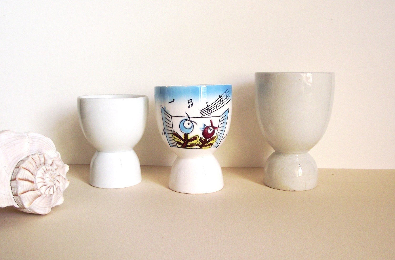 3 Vintage BIG Egg Cups Collection