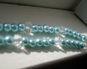 Aqua Crystals and Pearls Necklace