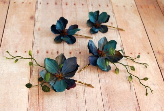 Wood sprite - deep teal blossom bobbies