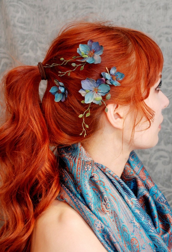 Wood sprite - deep teal blossom bobbies