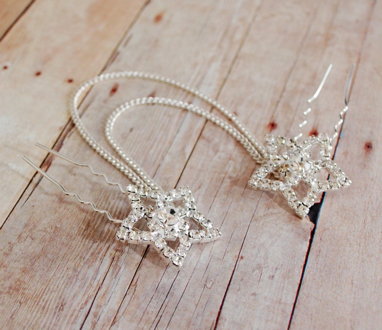 Shooting stars - rhinestone star hair picks