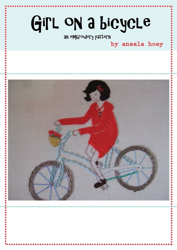 girl on a bicycle embroidery PDF