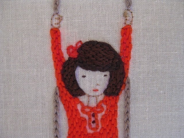 Cherry on the tree swing - Embroidery pattern PDF