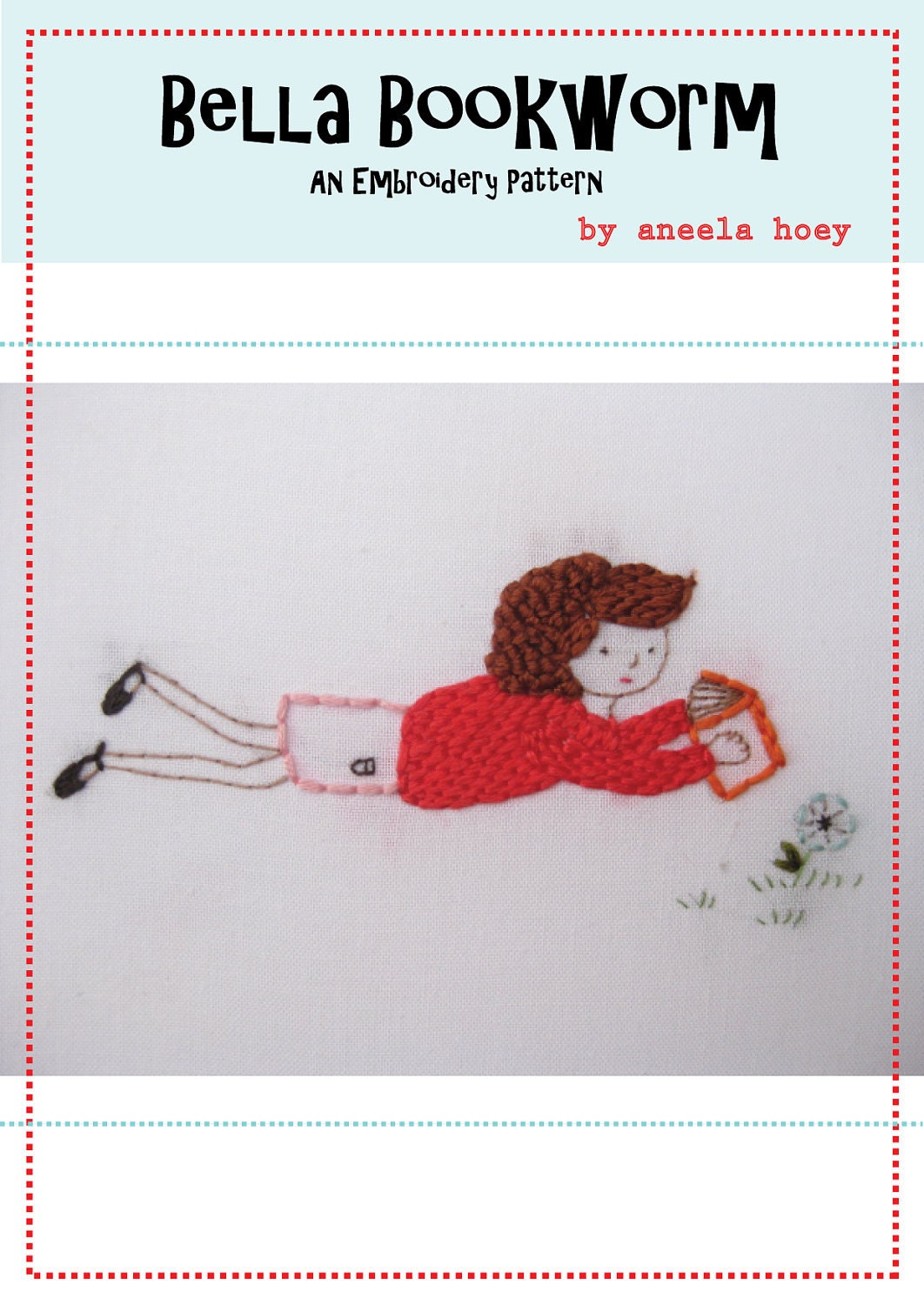 Bella bookworm embroidery pdf pattern