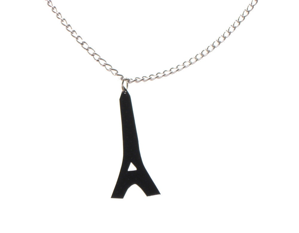 Eiffel Tower Architecture (Upcycled Black Silhouette Necklace)