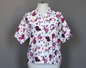 Shirt Vintage 80s Abstract Novelty Print 1980s Soft Cotton Button Down
