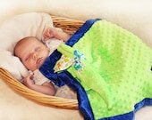 Minky Alligator Security Blanket, Lovey Blanket, Satin, Baby Blanket, Stuffed Animal, Baby Toy - Customize Color - Add Monogramming