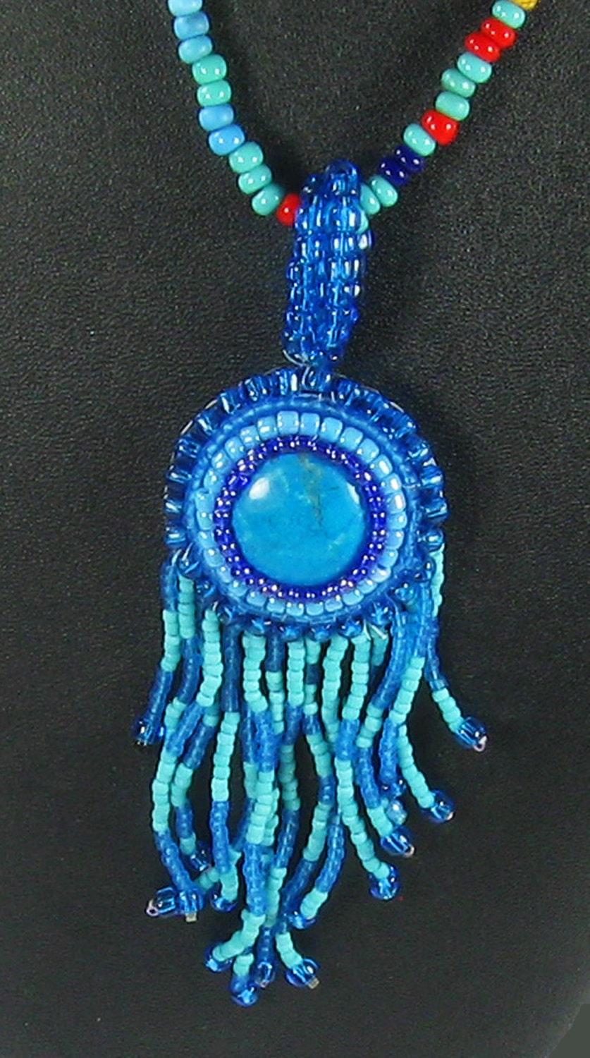 Scottsdale Turquoise Double Cabochon beaded pendant