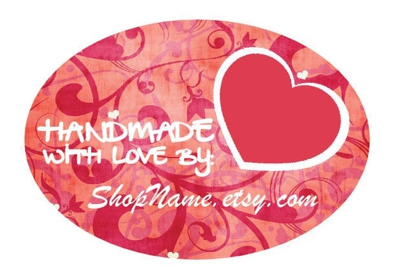 Handmade with Love By...Shop Labels - 1.75"x2.5" Oval WHITE - 15 Labels