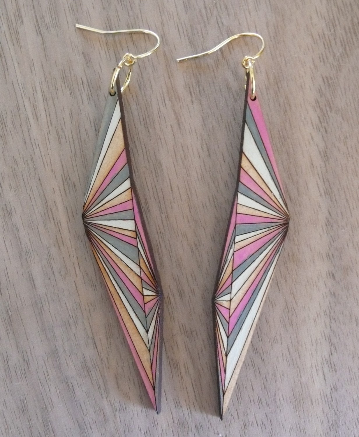 Prism Dangle Earrings - Pink & Grey