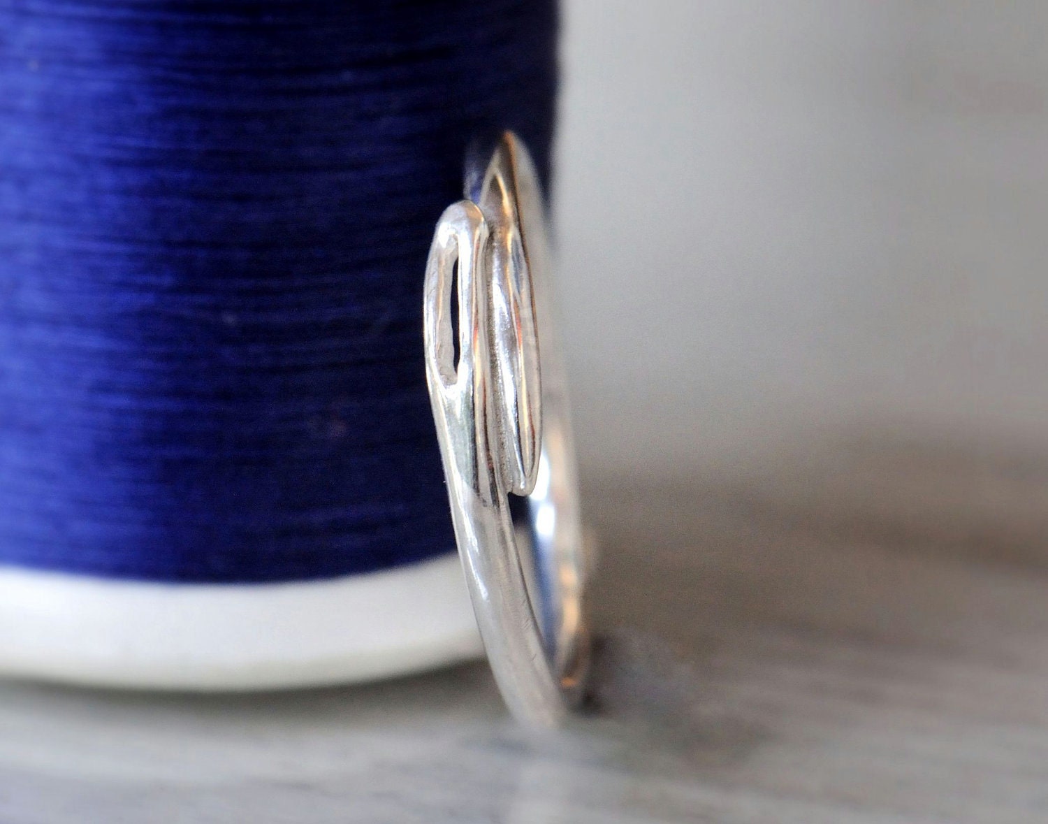 Sterling sewing needle ring. Made to order, open or closed