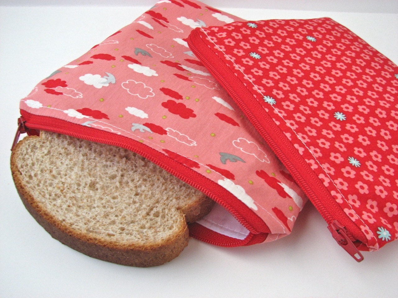 CREATE YOUR OWN - Zippered Reusable Snack Bag and Sandwich bag Set of 2
