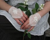 Something lacy, something white - hand crocheted bridal wedding rustic lacy cuffs