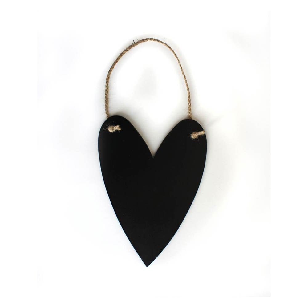Heart Hanging Chalkboard Sign with Braided Jute