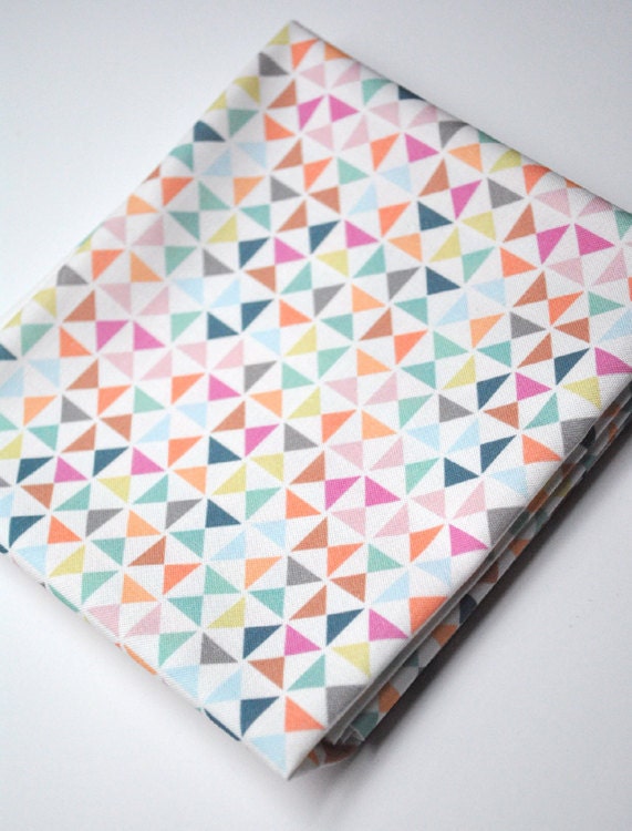 pinwheels  - pastel fabric - fat quarter - triangle fabric - geometric fabric