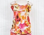 Camisole Babydoll Night Sleep Top - Fire Poppies