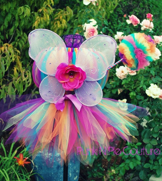 Rainbow Butterfly Fairy Pixie Cut Tutu Dress Set Infant - 5T