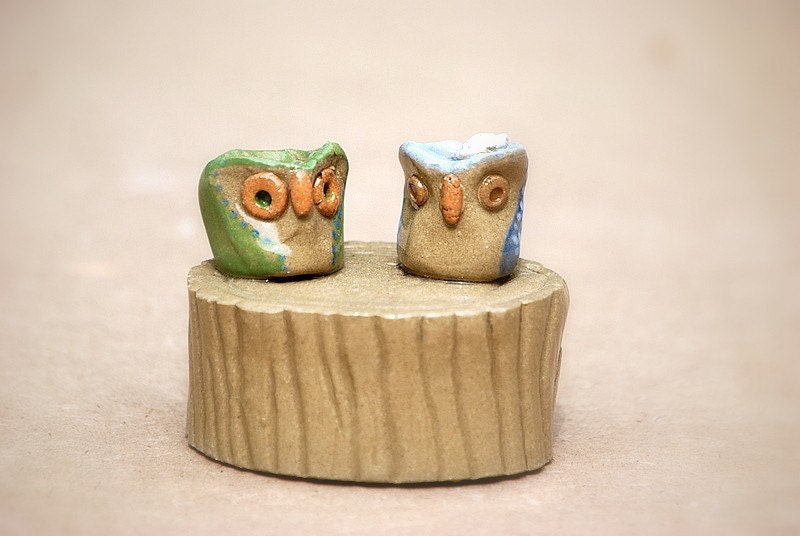 Wedding cake toppers   - OOAK  handmade ceramic love owls