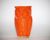 Tangerine tango owl vase planter  vintage style home decor