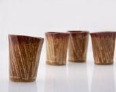 espresso cups  in golden brown set of four handless mugs