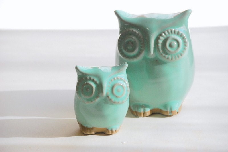 Ceramic owl home decor modern Mint julip