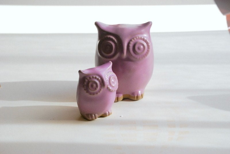 owls in a soft satin orchid lavender