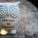 owl home decor "always & forever " on ivory white