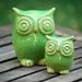 Ceramic  owls home decor in spring green
