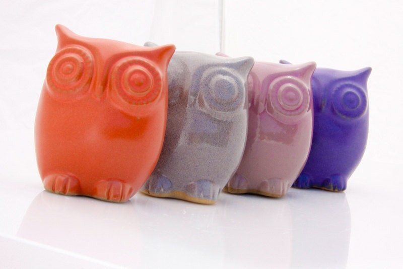 Owl home and garden decor - soft pastels