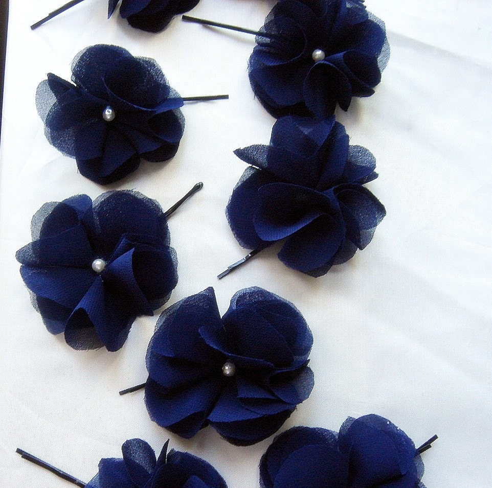 Organza Chiffon Silk Flower Hair Clip or Brooch Set of 2 WAS 12 NOW 6