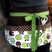 Teacher Apron - Bright Green Apple & Chocolate Brown Polka Dot 8-Pocket Classroom Utility Apron for Teachers, Vendors, Crafters