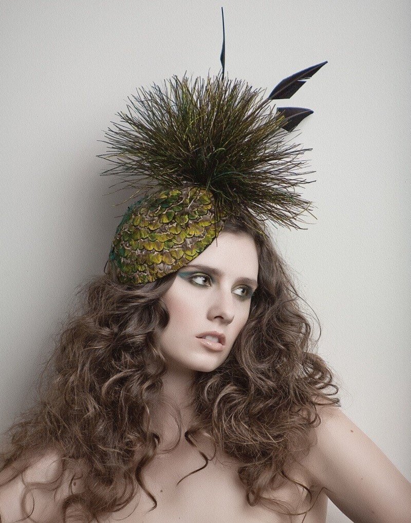Peacock cocktail hat