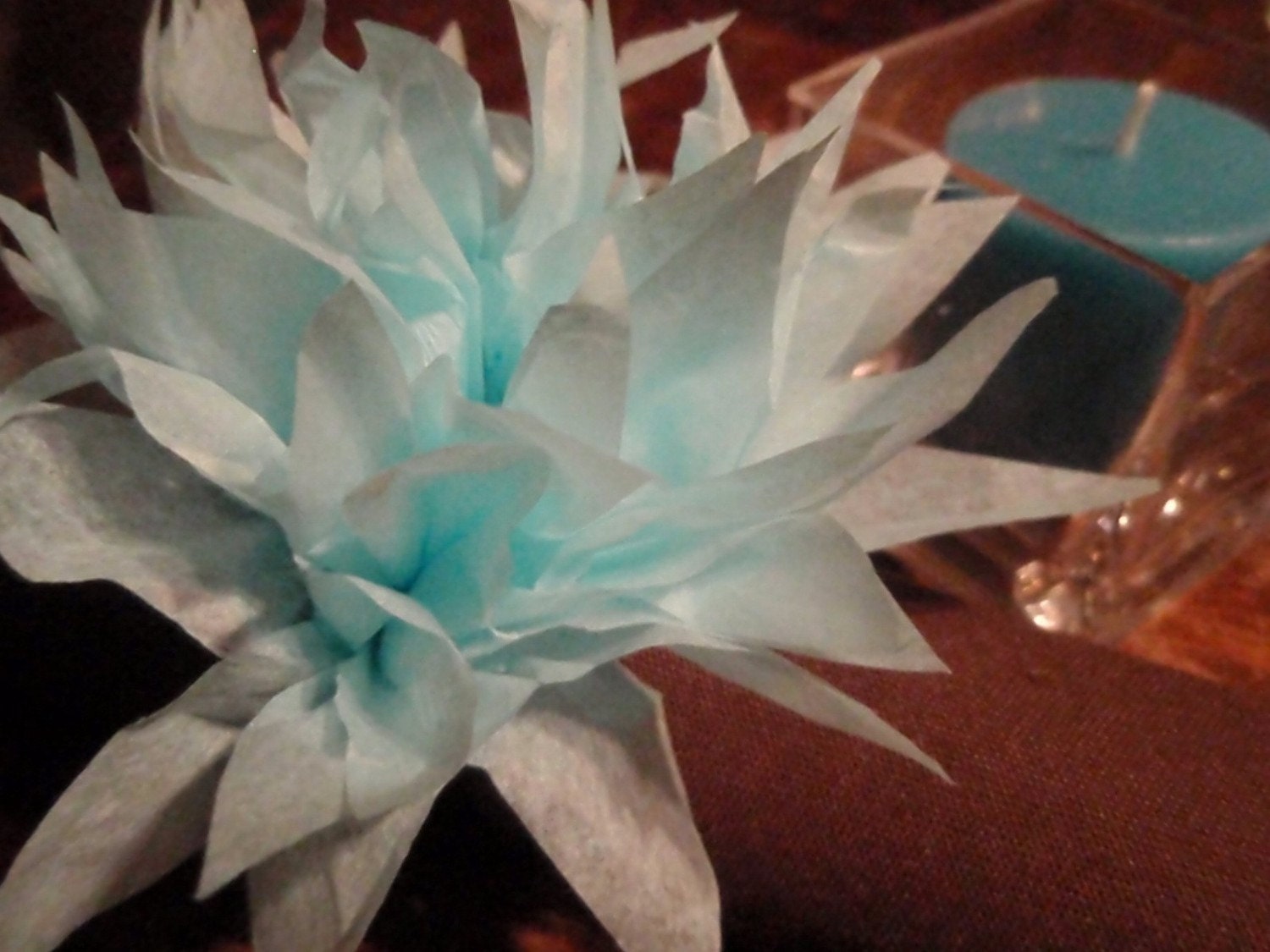 set of 30-You choose the color Paper Dahlias. Napkin rings for weddings, birthdays, baby showers, home decor, dinner parties. Tissue pom pom
