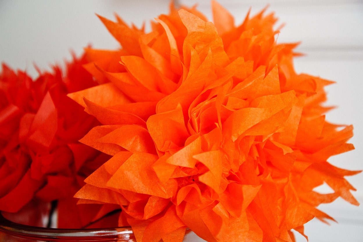 set of 50-You choose the color Paper Dahlias. Napkin rings perfect for weddings, receptions, baby showers, dinner parties. tissue pom pom