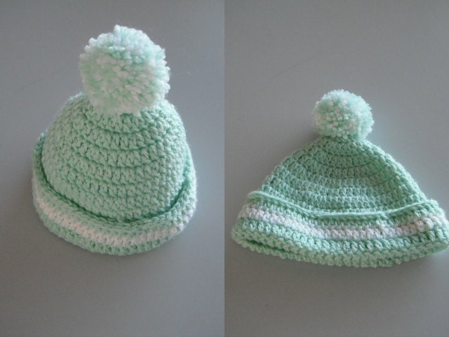 Newborn Crochet Beanie with Pom Pom