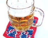 Coaster Union Jack British flag United Kingdom red blue handmade